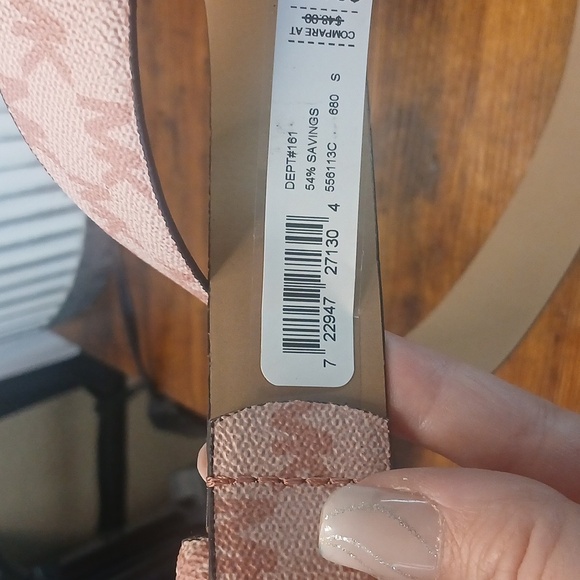 New! Tags! Michael Kors Pink Blush Monogram Belt with Gold Buckle Small - Picture 6 of 7